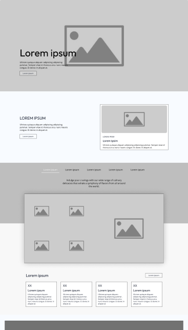 Wireframe de baja fidelidad de la pantalla de inicio