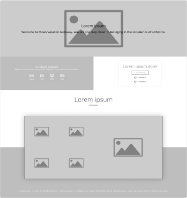 Wireframe de baja fidelidad del listado de propiedades
