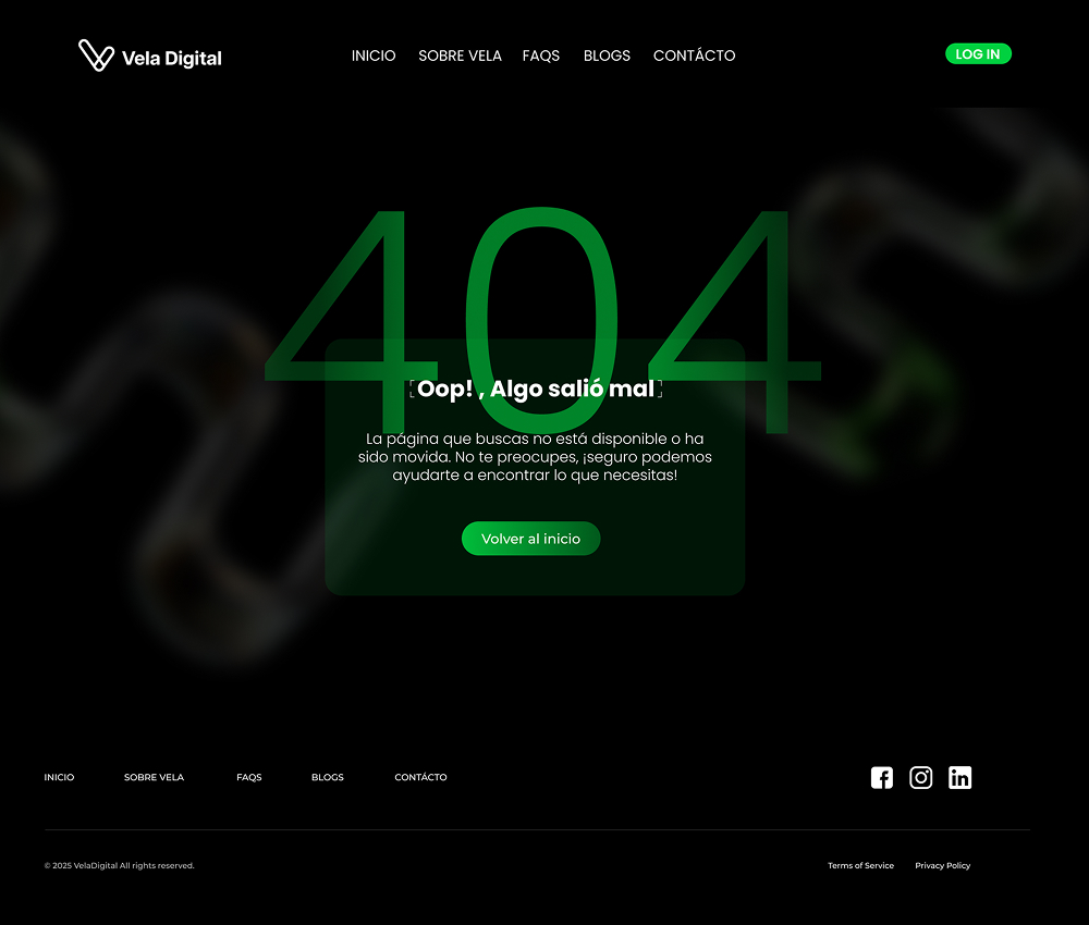 Vela Digital: página de error 404
