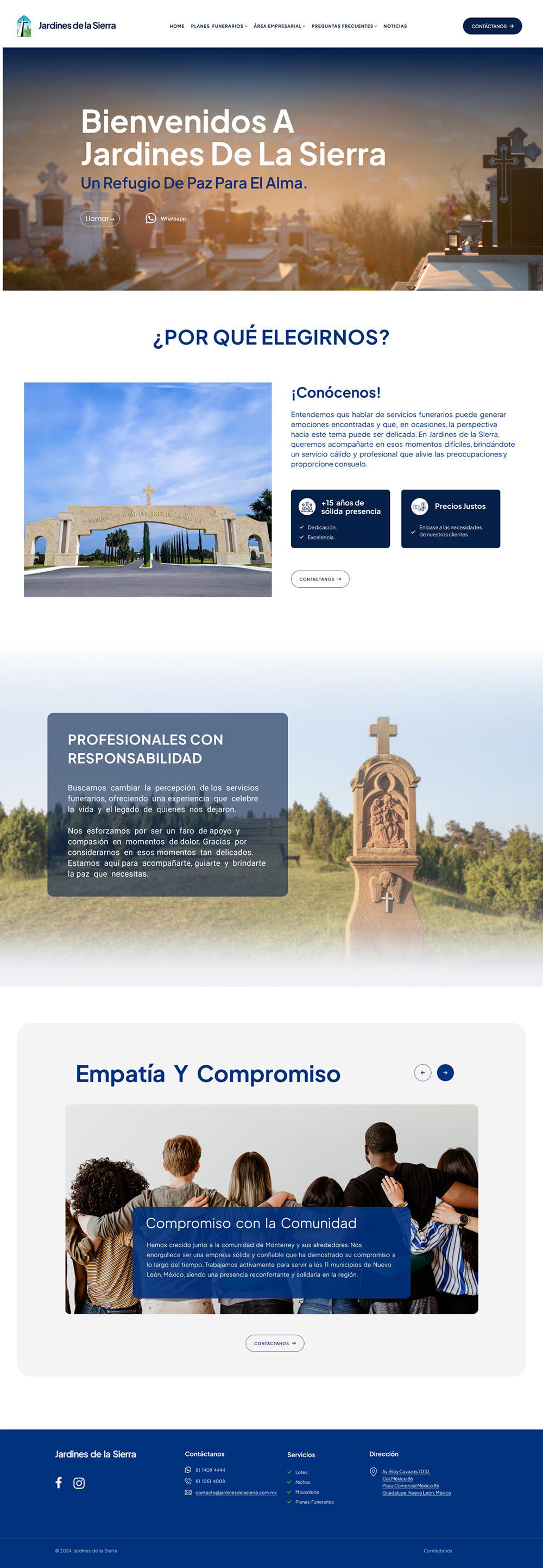 Jardines de la Sierra: portada del sitio con las razones para elegir el parque