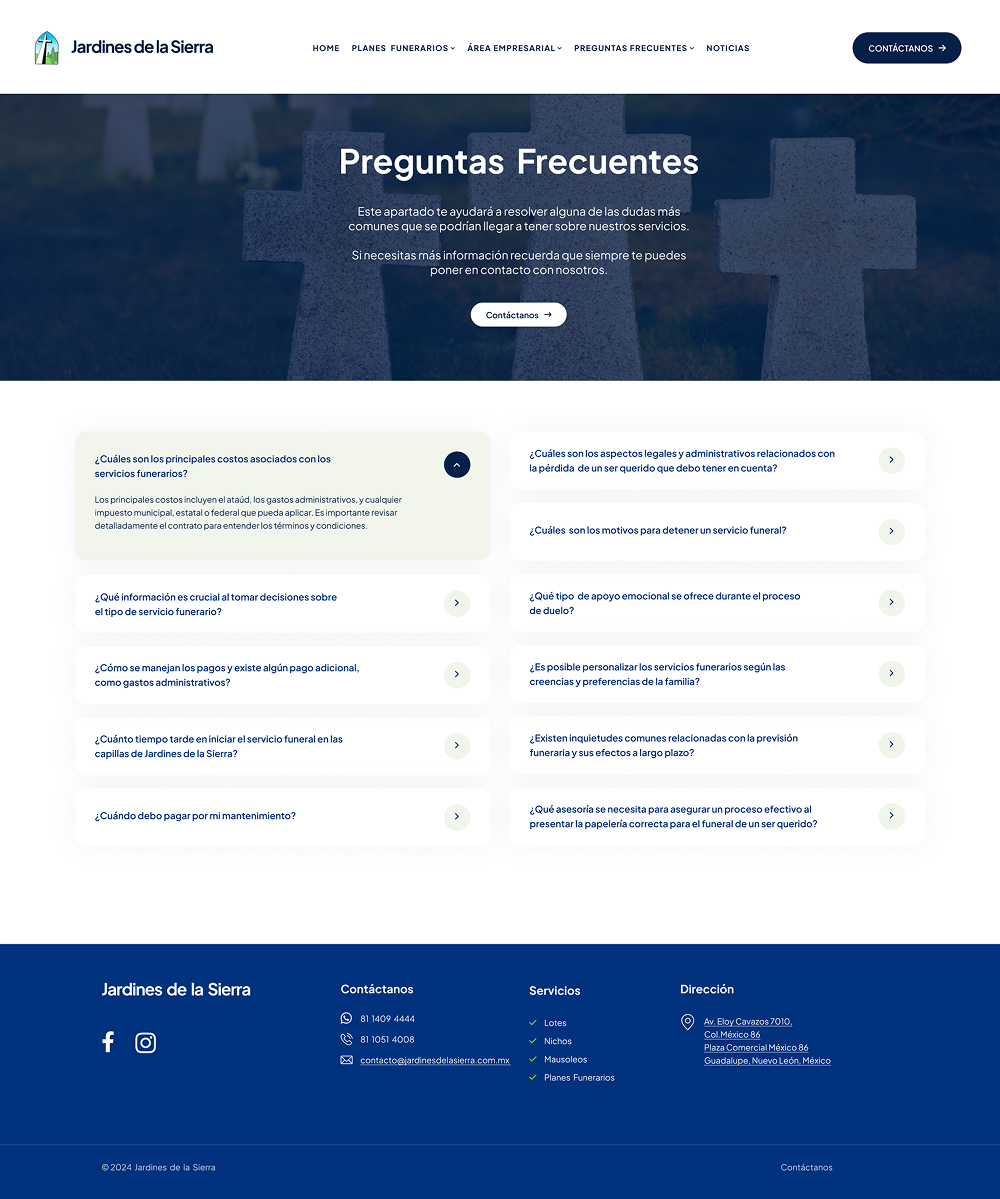 Jardines de la Sierra: preguntas frecuentes en acordeón